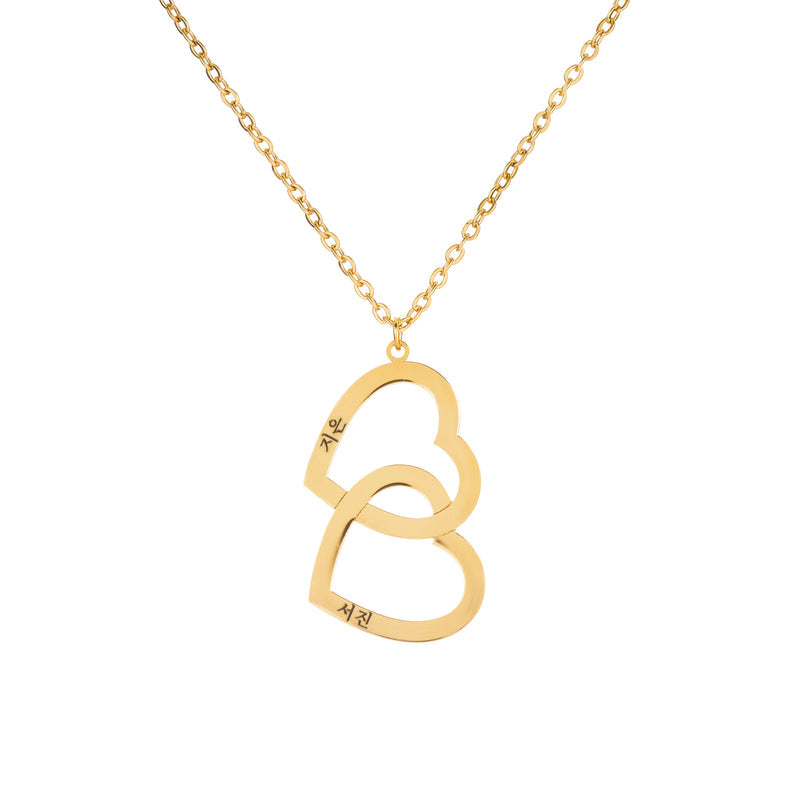 Collier Double Coeur Personnalisé Deux Prénoms Coréen
