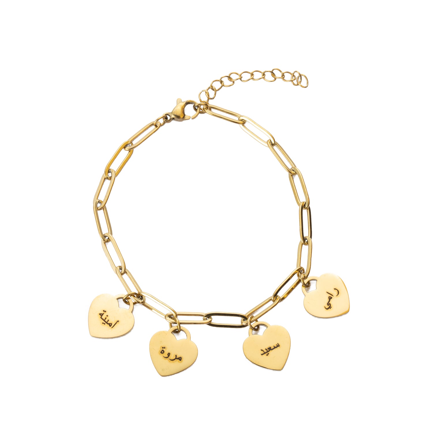 Bracelet Personnalisé à Cœurs Multiples En Arabe