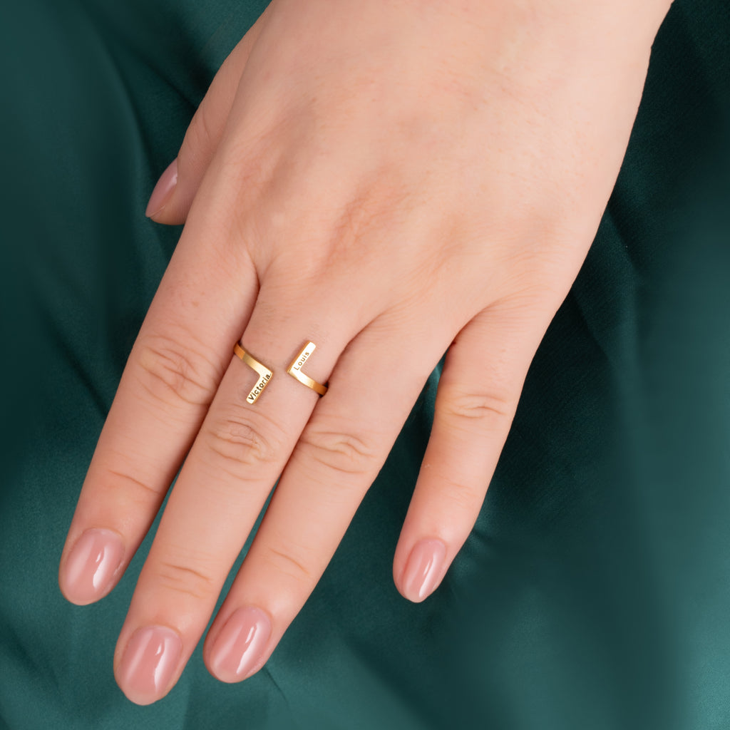 Bague Simple Verticale Deux Prénoms