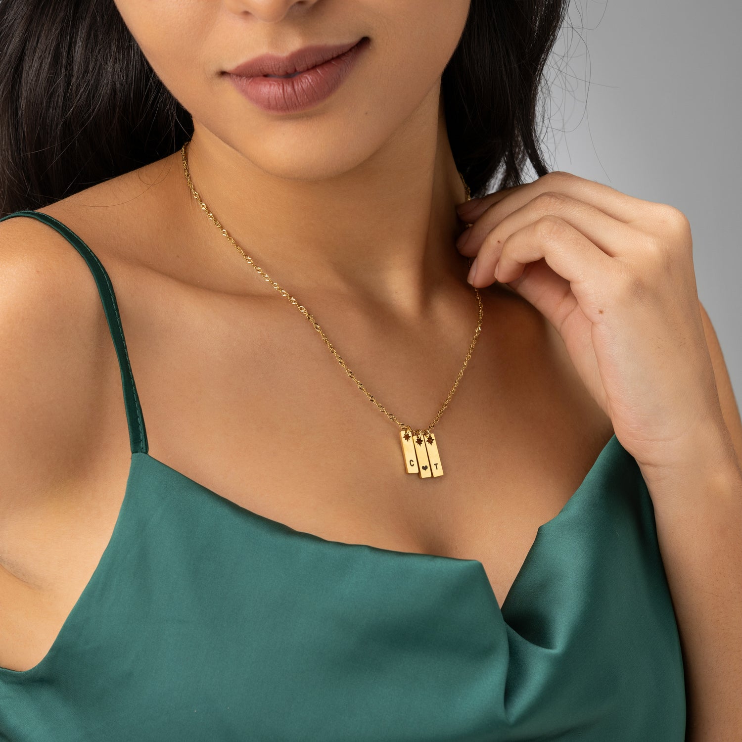 Collier Initiales avec Étoile Gravée