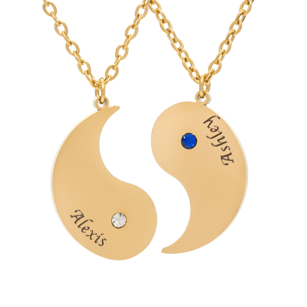 Double Pendentif Prénom Ying Yang avec Pierre de Naissance