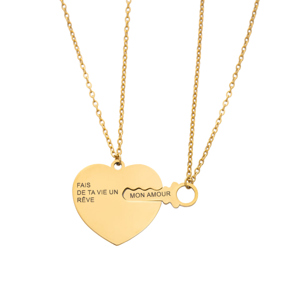 Pendentif Coeur et Clé Personnalisés