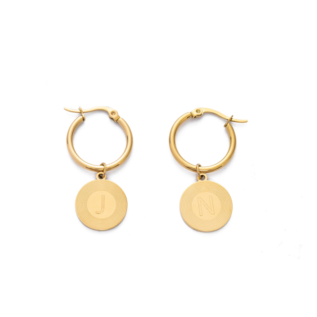 Boucles d'Oreilles Sunburst Initiales Personnalisées
