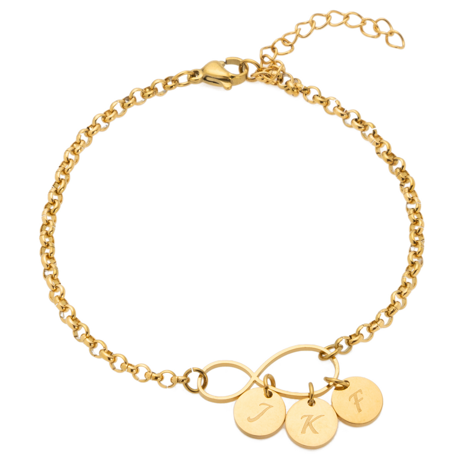 Bracelet Infini Avec Initiales Charms Personnalisé