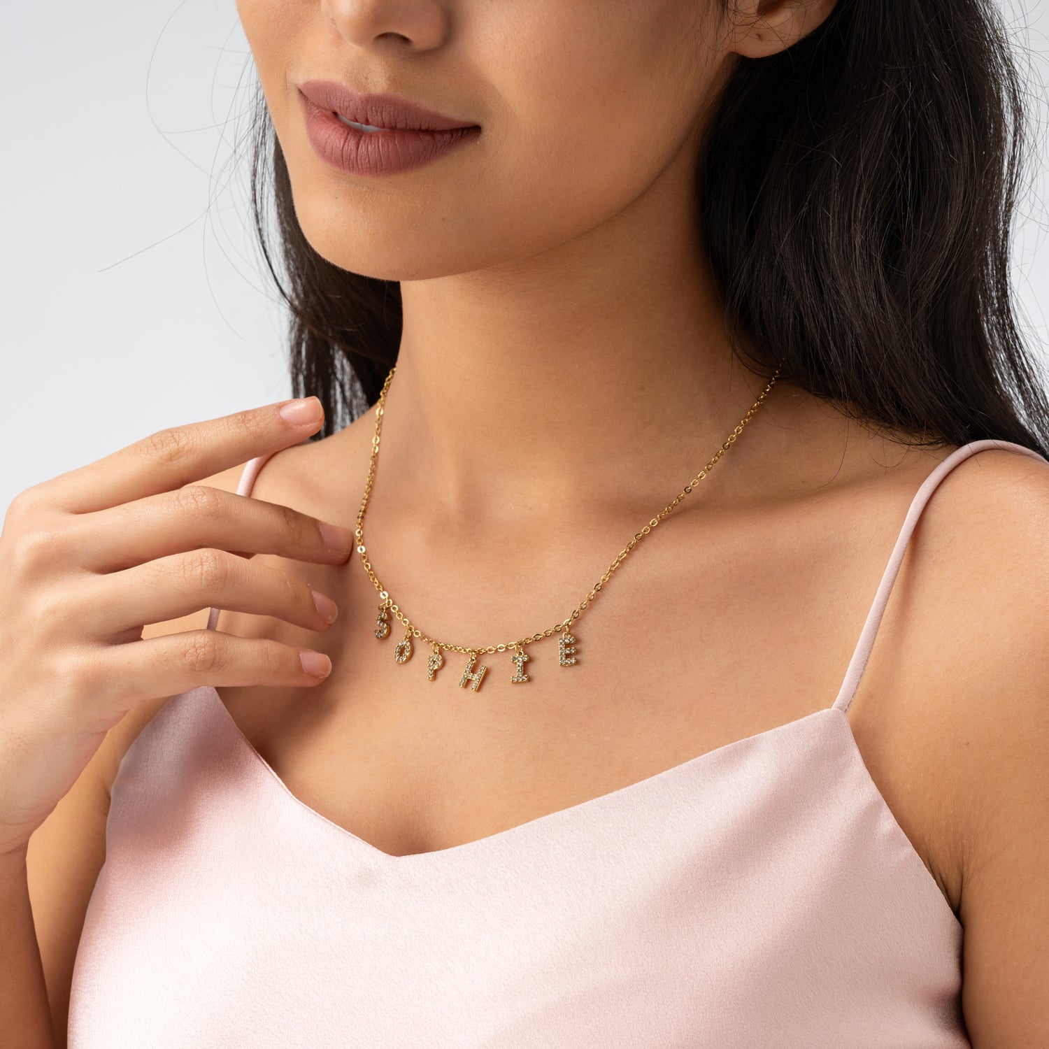 Collier Prénom avec Lettres Serties de Pierres