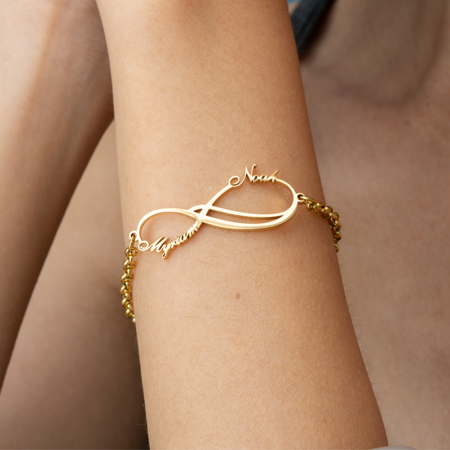 Bracelet Double Infini 2 Prénoms Personnalisé