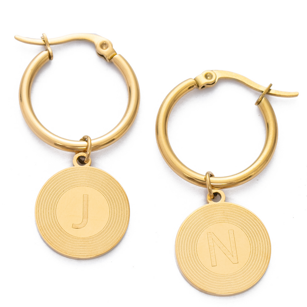 Boucles d'Oreilles Sunburst Initiales Personnalisées