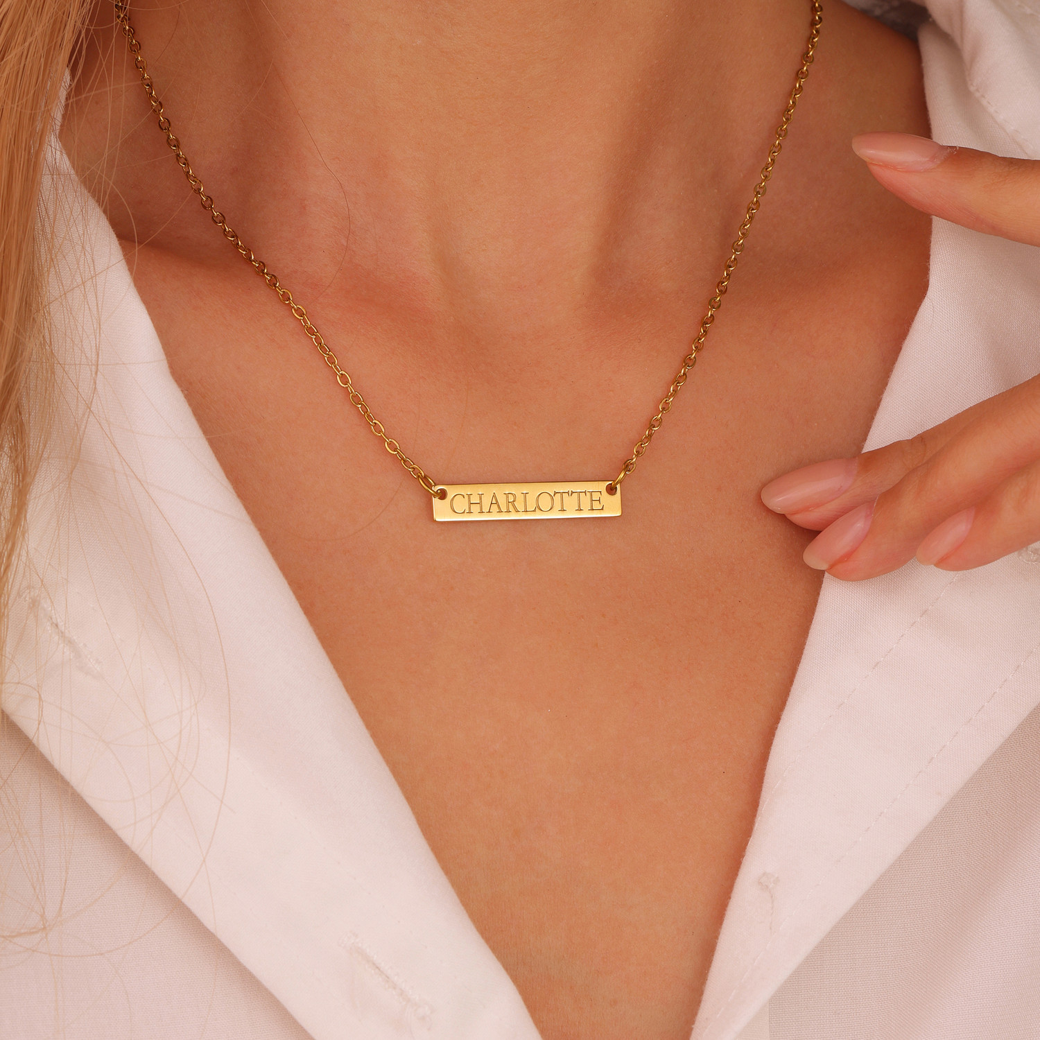 Collier Prénom Personnalisé Gravé Sur Plaque