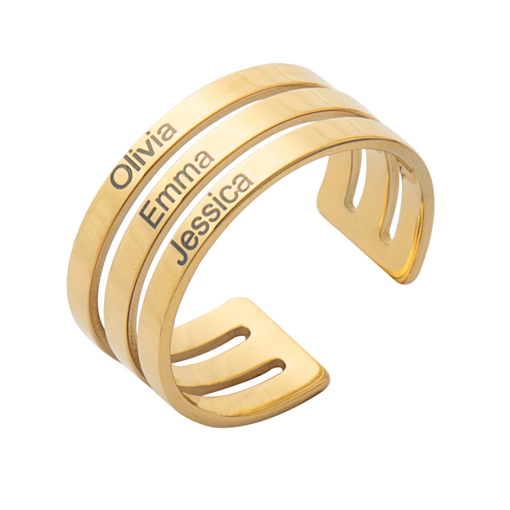 Bague Personnalisée avec Trois Prénoms