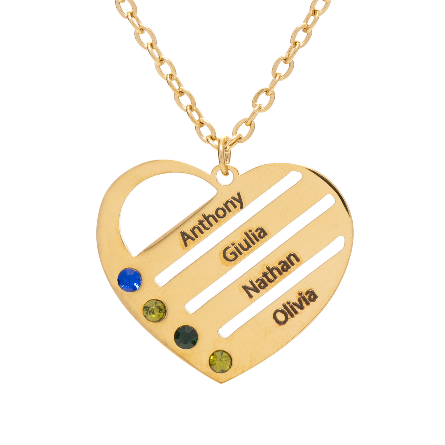 Collier Coeur Personnalisé avec Pierre de Naissance