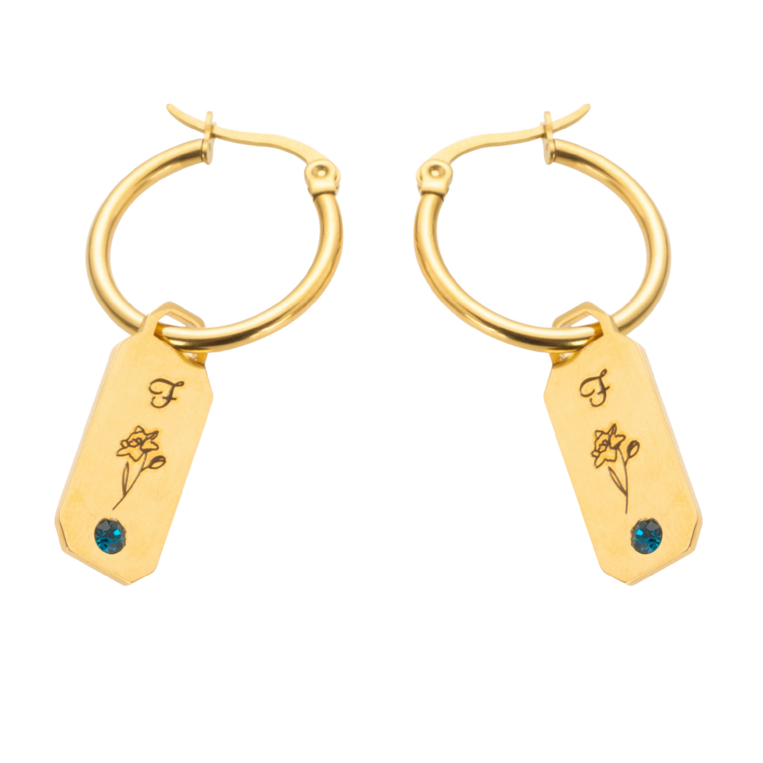 Boucles d'oreilles Initiales Fleurs et Pierres