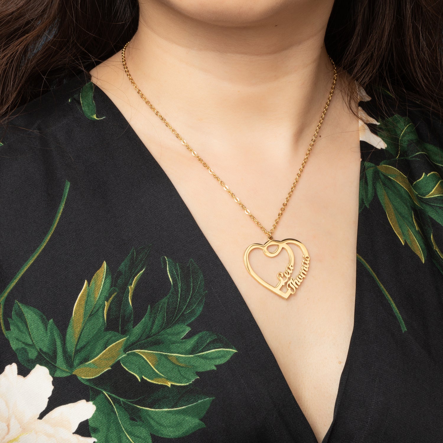 Collier Coeur 2 Prénoms & Arabesques