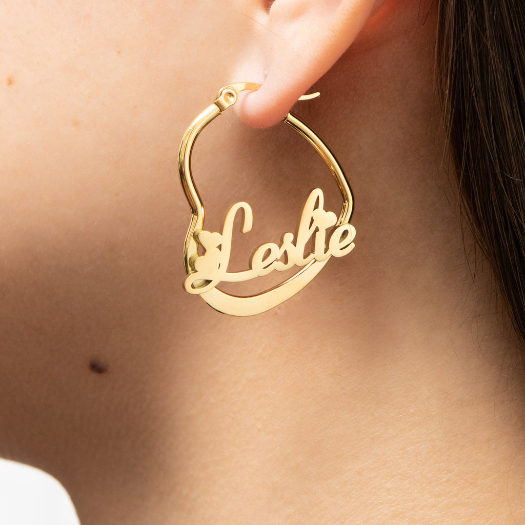 Boucles d'oreilles Créoles Coeurs Personnalisable