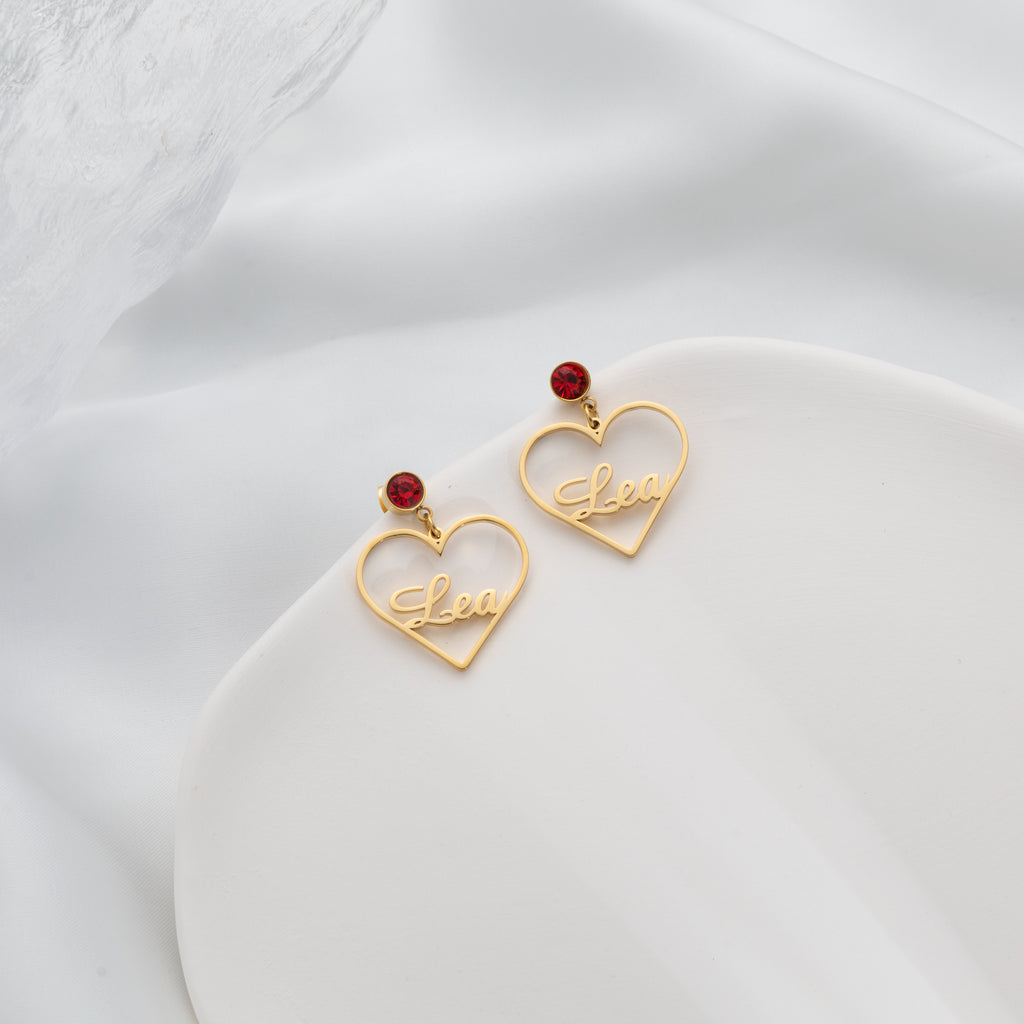 Boucles d'oreilles Pendantes Coeur Personnalisable