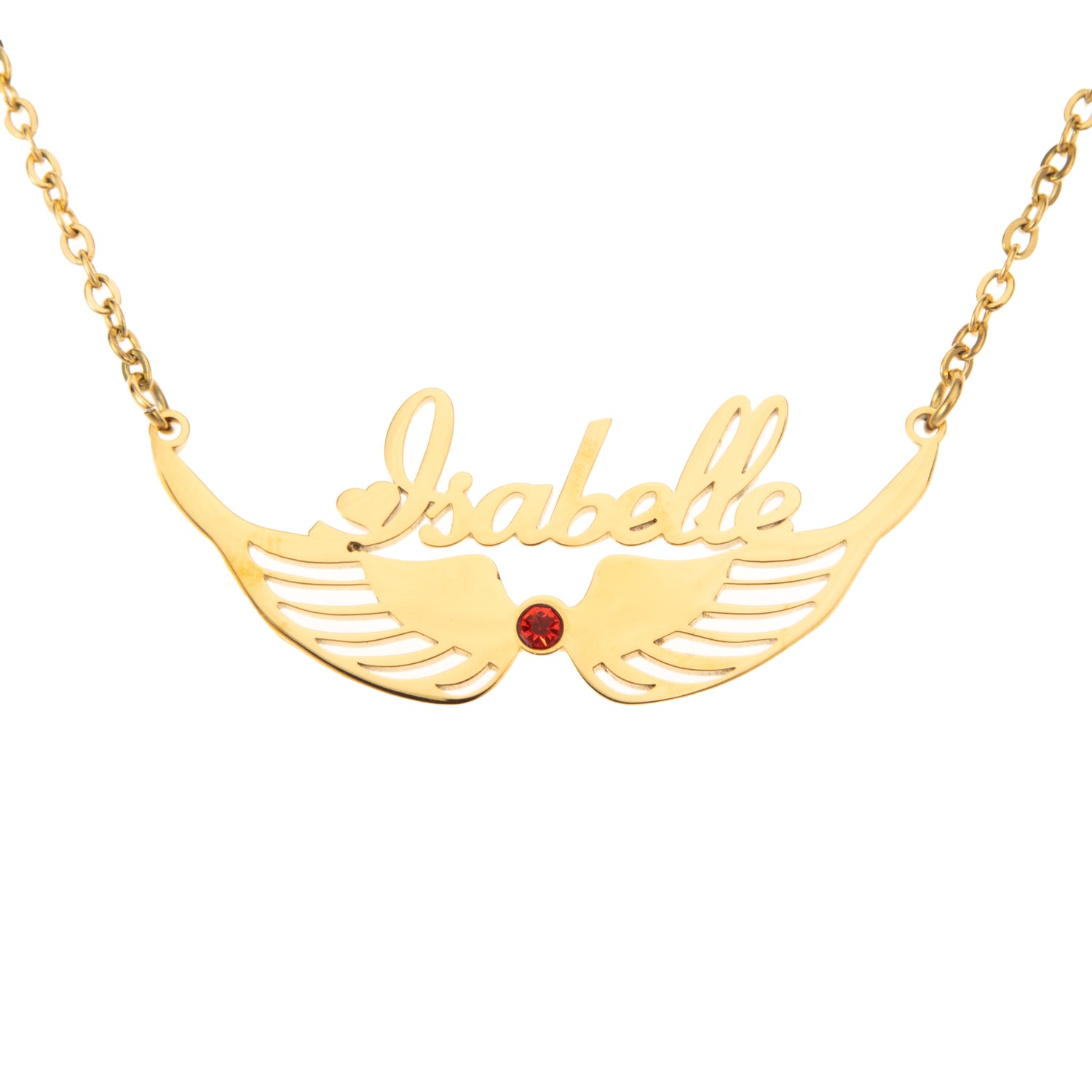 Collier Prénom et Ailes avec Pierre de Naissance