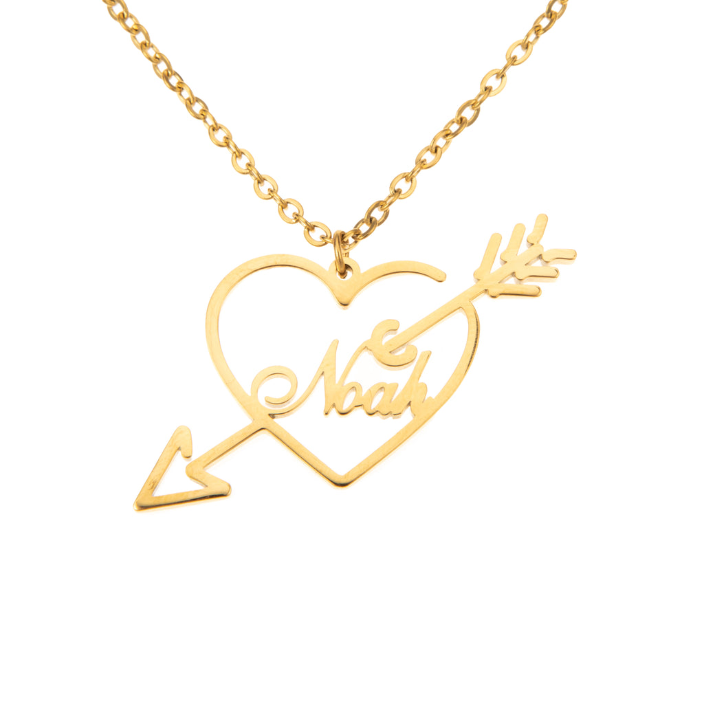 Collier Personnalisé Prénom Flèche & Coeur Cupidon