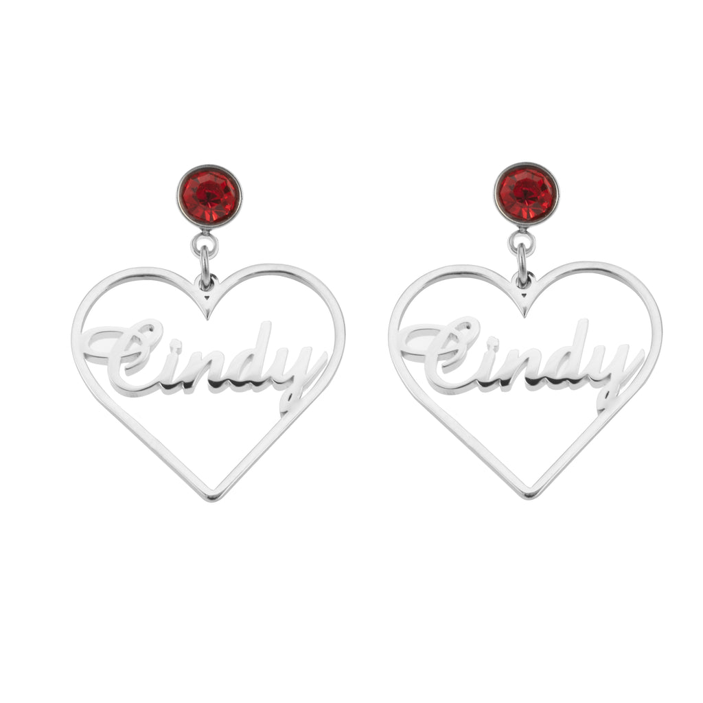 Boucles d'oreilles Pendantes Coeur Personnalisable