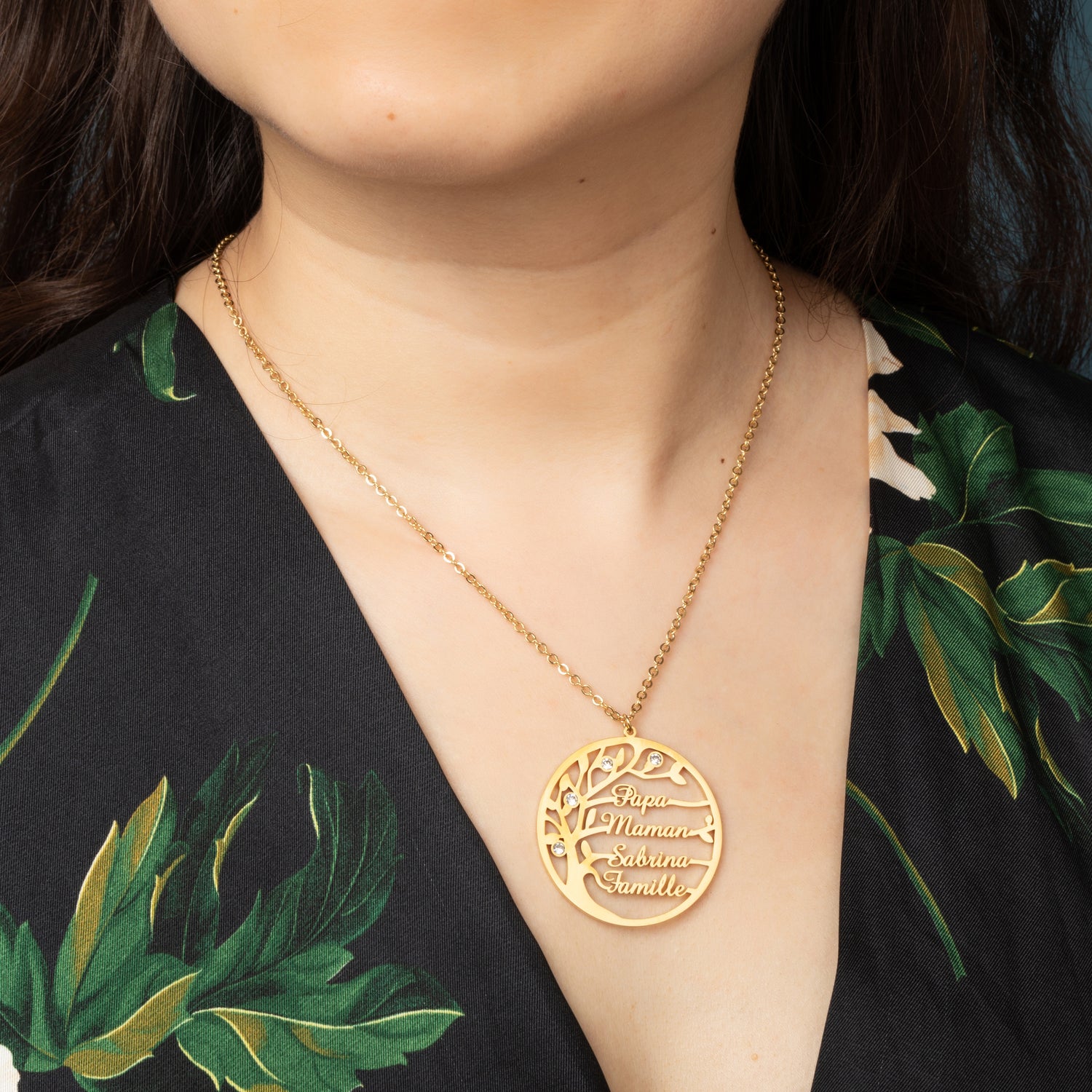 Collier Prénom Arbre Généalogique et Perles