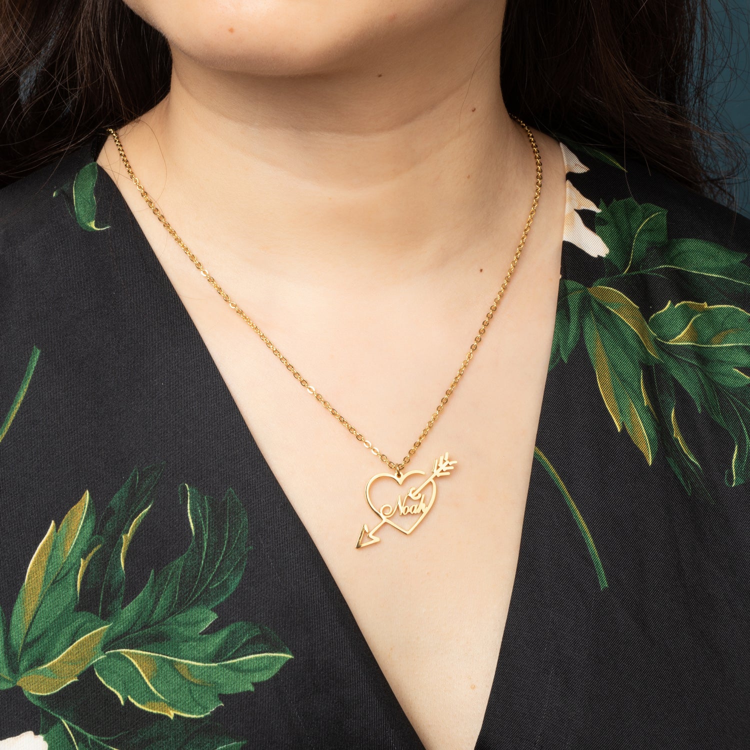 Collier Personnalisé Prénom Flèche & Coeur Cupidon