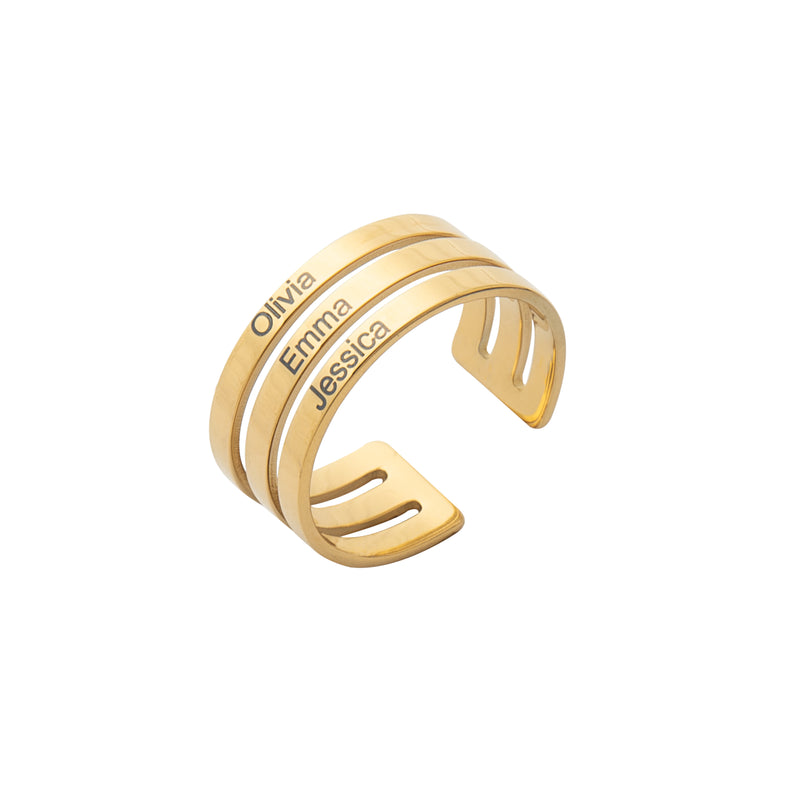 Bague Personnalisable avec Trois Prénoms