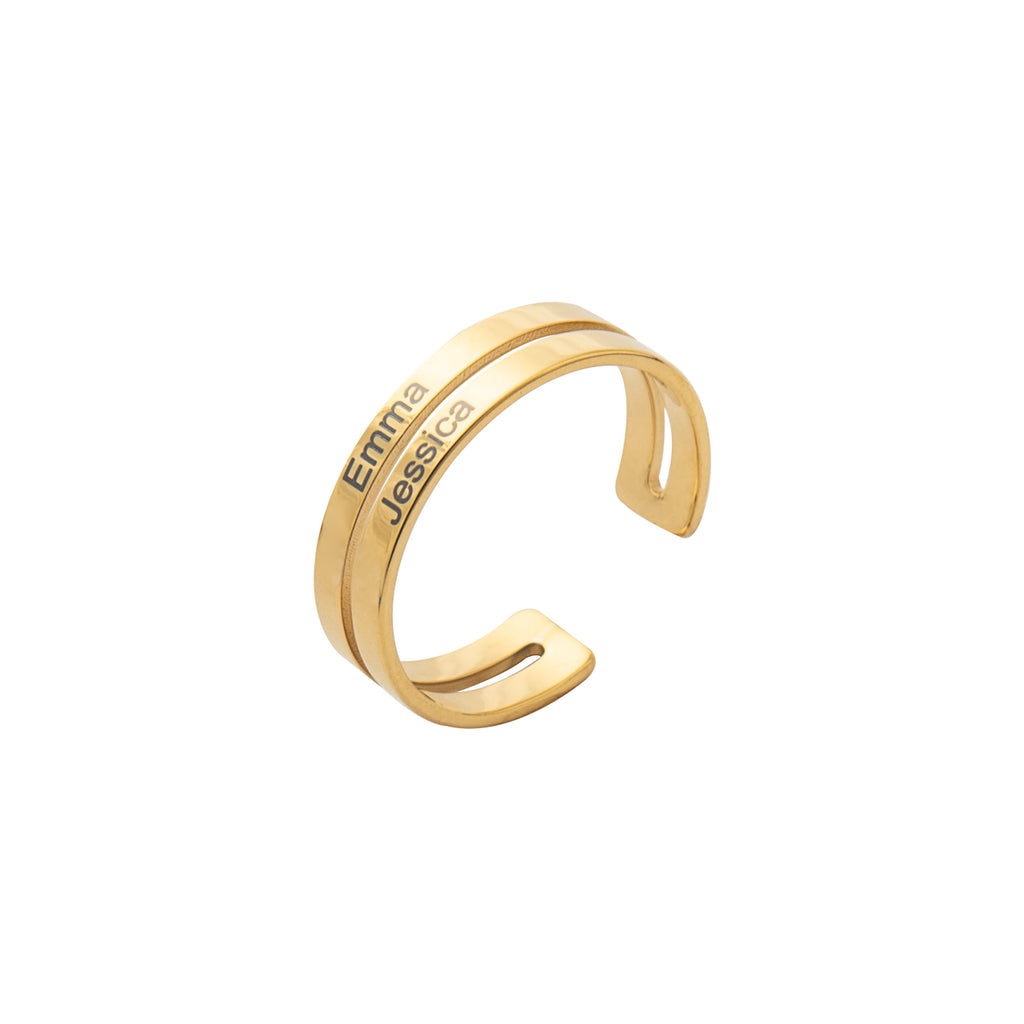 Bague Ouverte Personnalisée avec Deux Prénoms