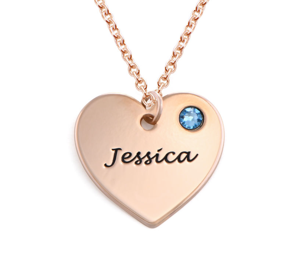 Pendentif Coeur Personnalisé avec Pierre de Naissance