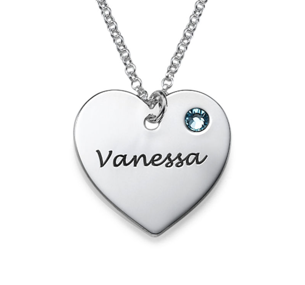 Pendentif Coeur Personnalisé avec Pierre de Naissance